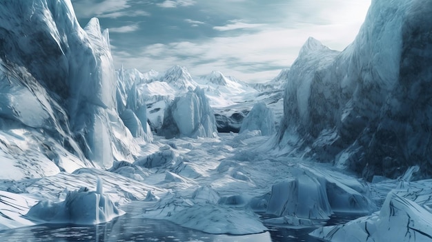 Unforgiving chilly surface of ice sheet Creative resource AI Generated