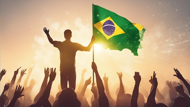 Unfurling the Colors of Freedom with Flag People Joy and Pride in Brazil's Independence Day Celeb