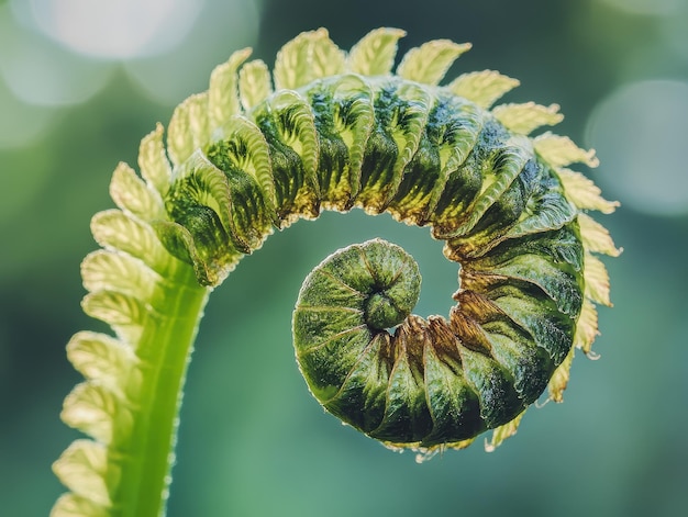 Photo unfurling fern opening slowly symbolizing patience