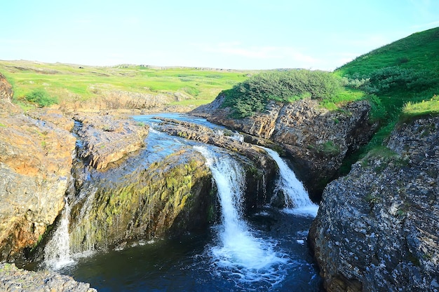 ungle waterfall philippines / river falls from rocks, waterfall on philippine islands, tourism in asia