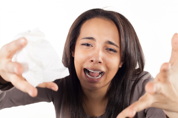 Unhappy woman crying