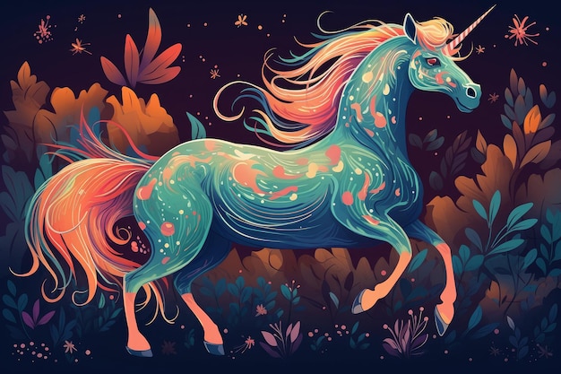 Unicorn animal illustration Generate Ai