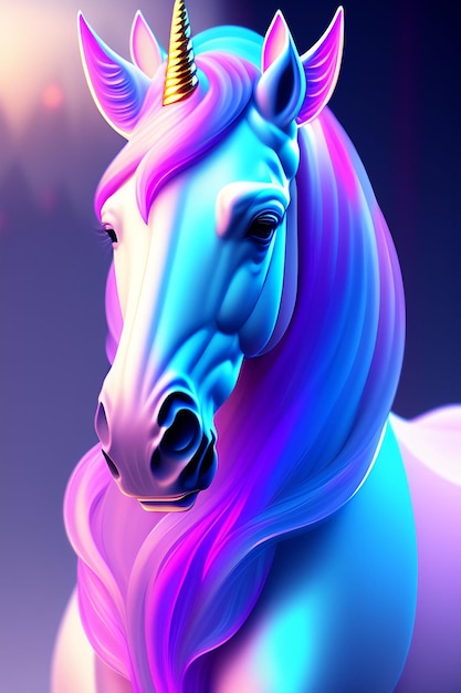 Unicorn art in colorful collage 3D Illustration