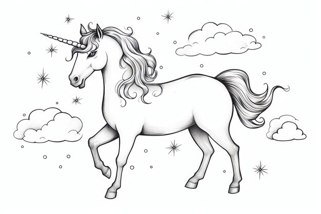 Photo unicorn drawing animal mammal