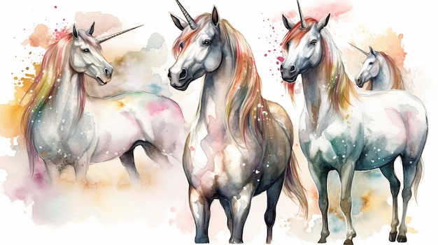 A unicorn is a unicorn that is painted in watercolor.