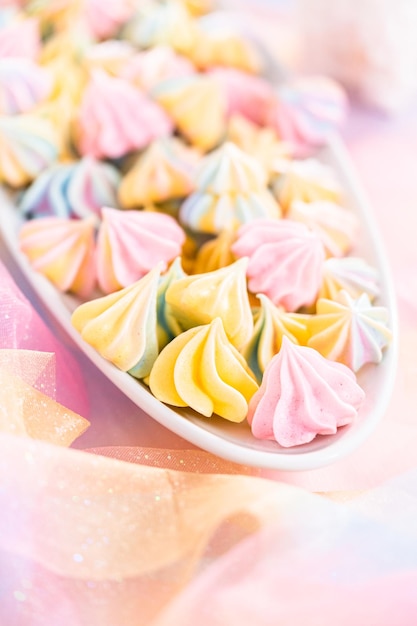 Unicorn meringue cookies