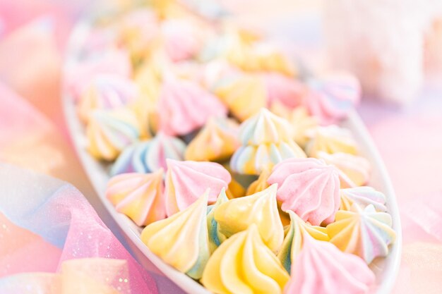 Unicorn meringue cookies