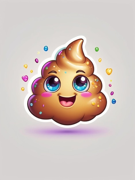 unicorn rainbow kawaii poop emoji on white background