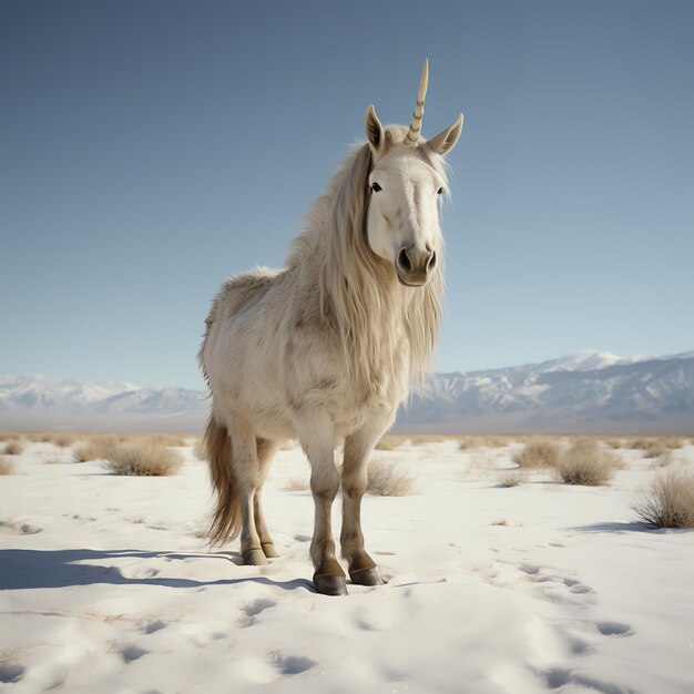 Photo a unicorn standing in snow