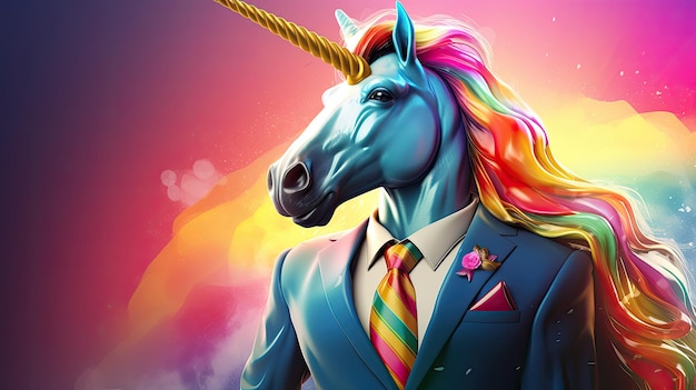 a unicorn in a suit