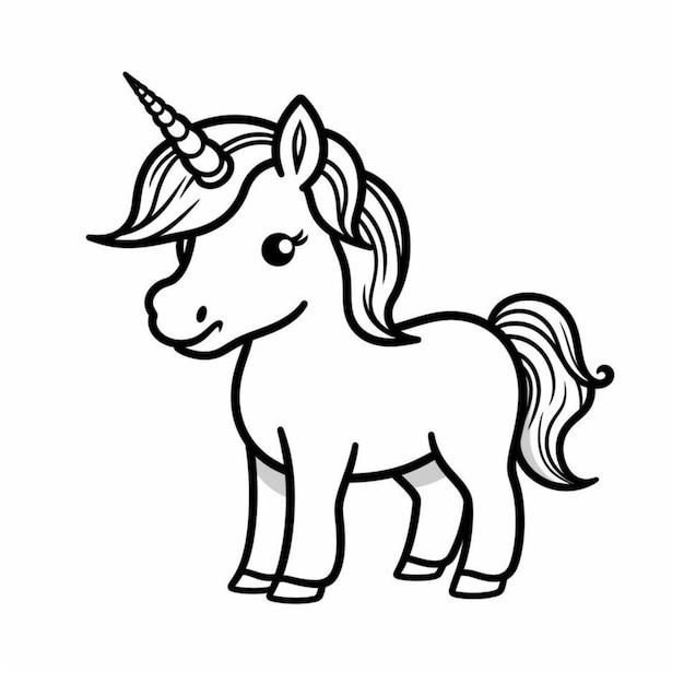 A unicorn with a black and white mane.