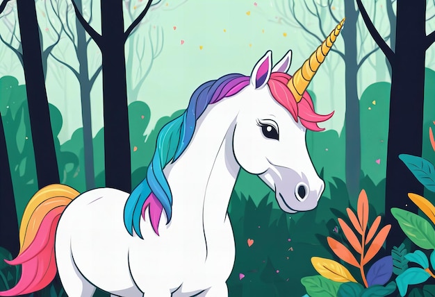 Photo a unicorn with a rainbow on its head is drawn by a unicorn