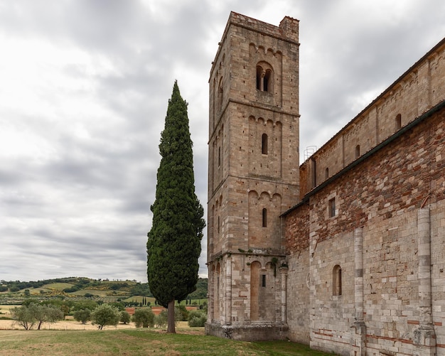 Union of architecture and nature at Sant Antimo Abbazia di Sant'Antimo, Val d'Orcia, Italy