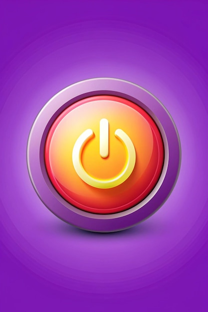 unique 3d icon power button on isolated on vector with isolated on purple