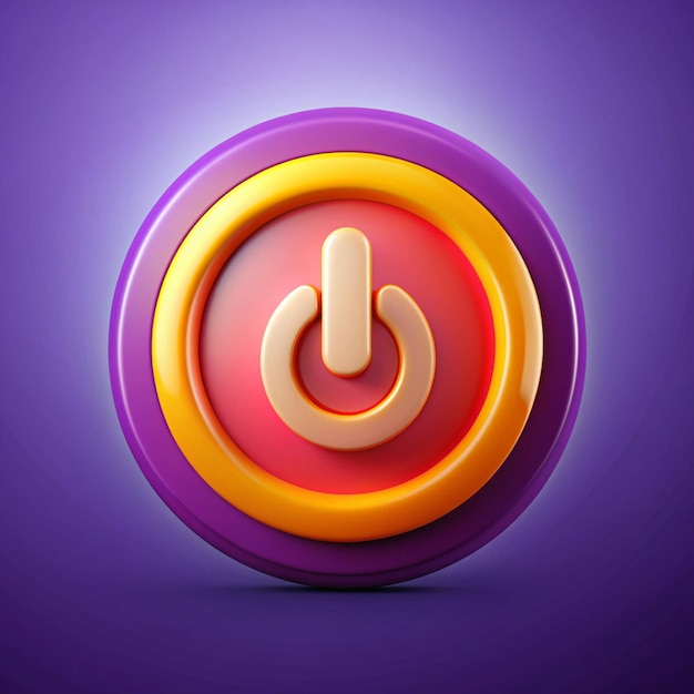 unique 3d icon power button on isolated on vector with isolated on purple