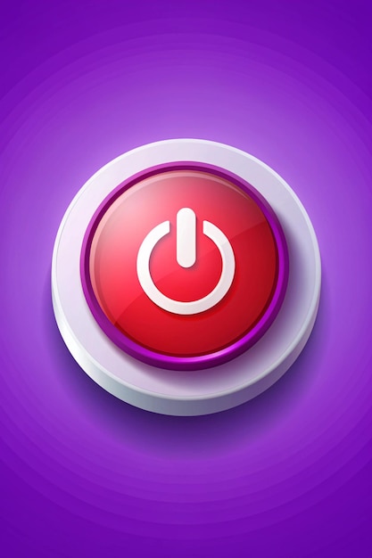 unique 3d icon power button on isolated on vector with isolated on purple