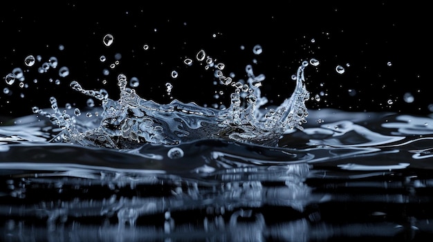 Unique Angle Water Splash on Black Background