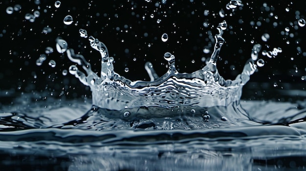 Unique Angle Water Splash on Black Background