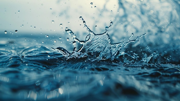 Unique Angle Water Splash on Surface of Body of Water