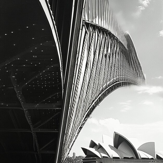 Photo the unique architecture of the sydney harbour bridge with the opera house nearby