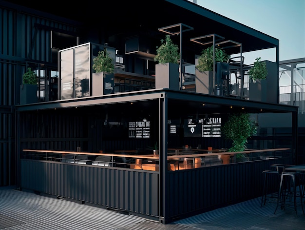 Unique Black Container Restaurant Design