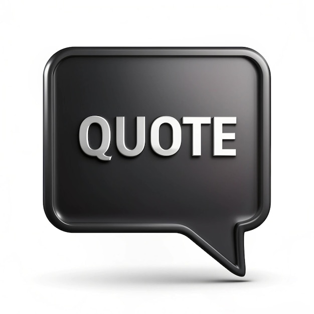 Photo unique black text quote speech 3d icon isolated on background