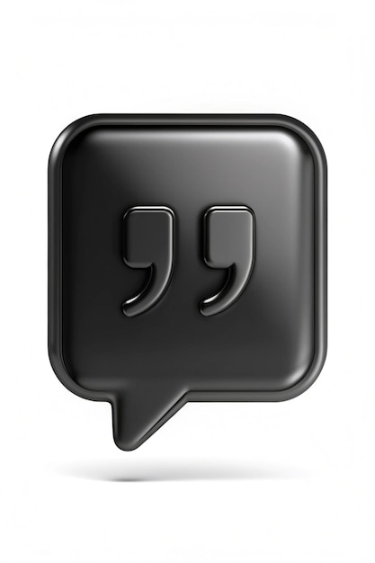 Photo unique black text quote speech 3d icon isolated on background