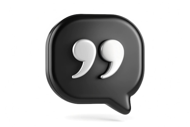 Photo unique black text quote speech 3d icon isolated on background