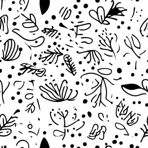 Photo a unique black and white pattern showcasing intricate doodles perfect for craft lovers