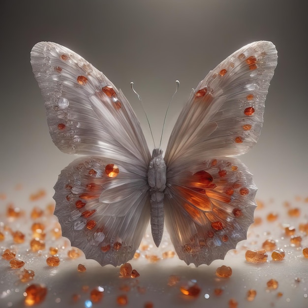 Unique butterfly made of colorful jewelry with transparent background super large image size 4k psd