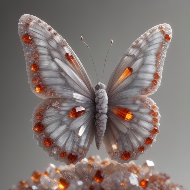 Unique butterfly made of colorful stones transparent background super large image size 4k psd