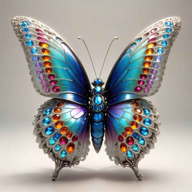 Unique butterfly made of colorful stones transparent background super large image size 4k psd