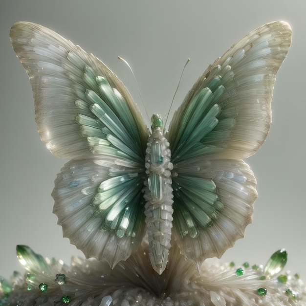 Unique butterfly made of colorful stones with transparent background super large image size 4k psd