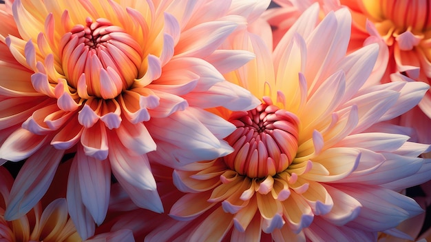 Unique Chrysanthemums in Beautiful Colors and Special Varieties A CloseUp Landscape for Banners