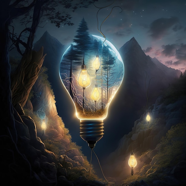 Unique Concept of Illustration Inside Bulb