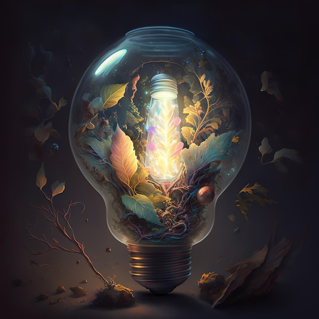 Unique Concept of Illustration Inside Bulb