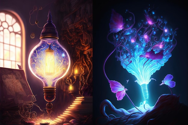 Unique Concept of Illustration Inside Bulb