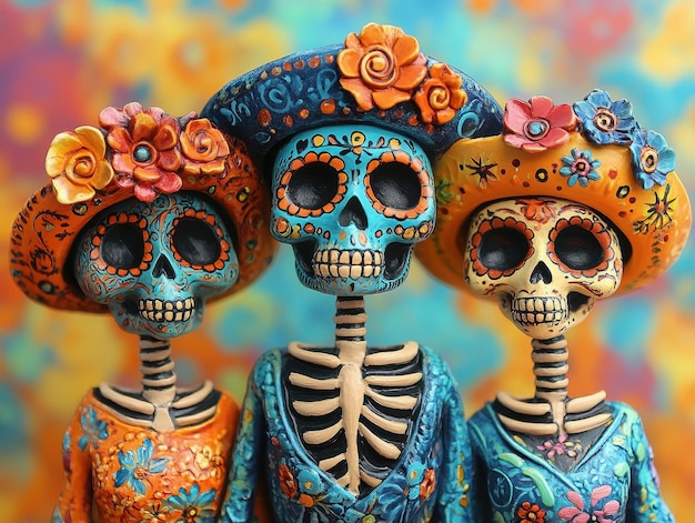 Unique Day of the Dead skeleton art images featuring creative and artistic interpretations of skeletons