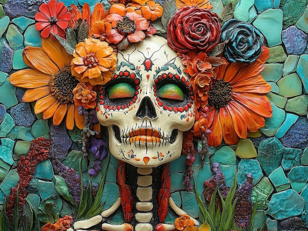 Unique Day of the Dead skeleton art images featuring creative and artistic interpretations of skeletons