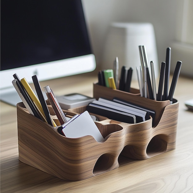 Photo unique desk organizers and caddies designed to keep office supplies neatly arranged