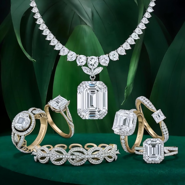 Unique diamond jewelry real photography photo