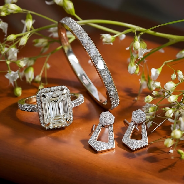 Unique diamond jewelry real photography photo