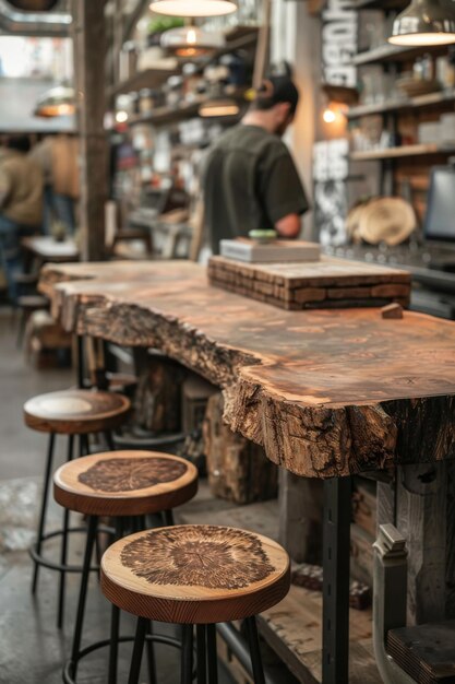 Photo unique furniture made from reclaimed materials promoting sustainable design