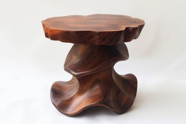 Unique handcrafted wooden table showcasing intricate design and smooth finish ideal for modern home decor