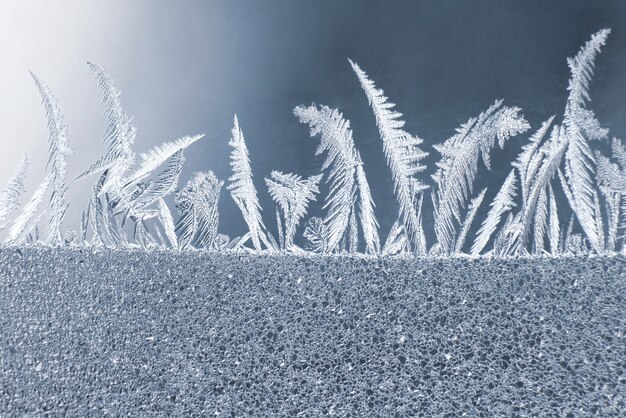 Photo the unique ice patterns on window glass. natural textures and backgrounds