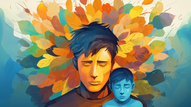 Unique illustration wallpaper depicting mental illness psychology and stress background