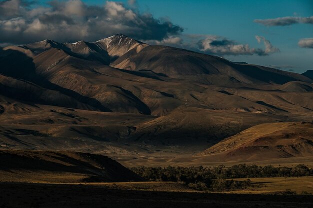 The unique landscape of the martian mountains in summer in altai