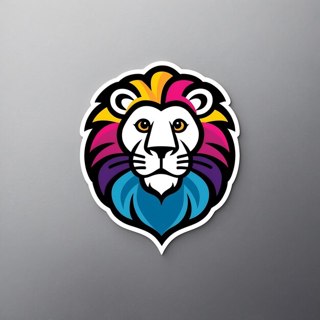 Photo unique lion logo images with creative elements