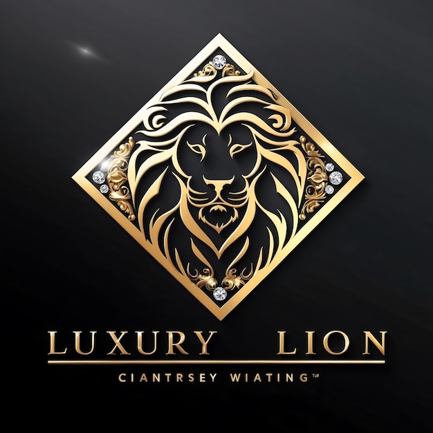 Photo unique lion logo images with creative elements