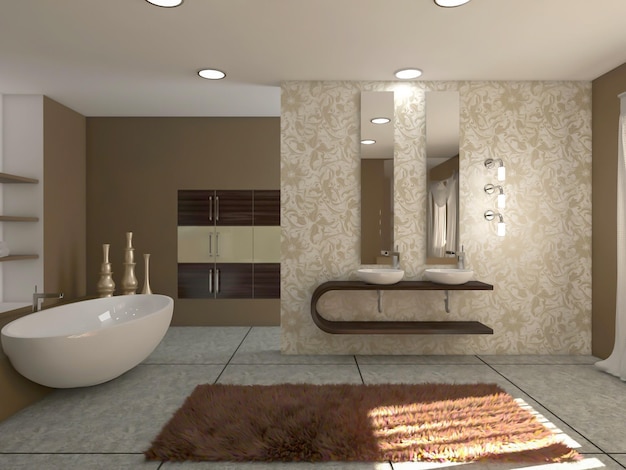 unique modern bathroom interior design 3d rendering inspiration